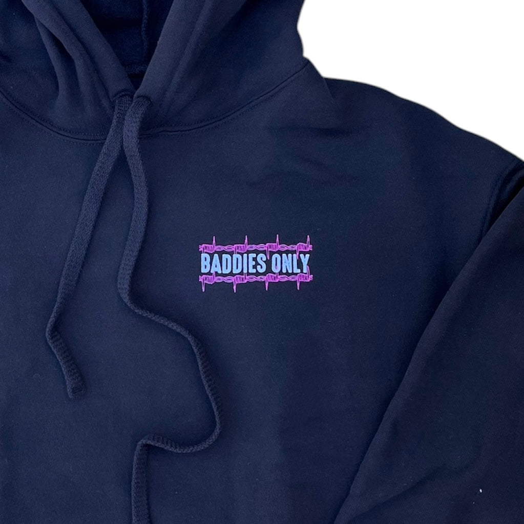 Women's Baddie Crop Hoodie - Solid Black Blend