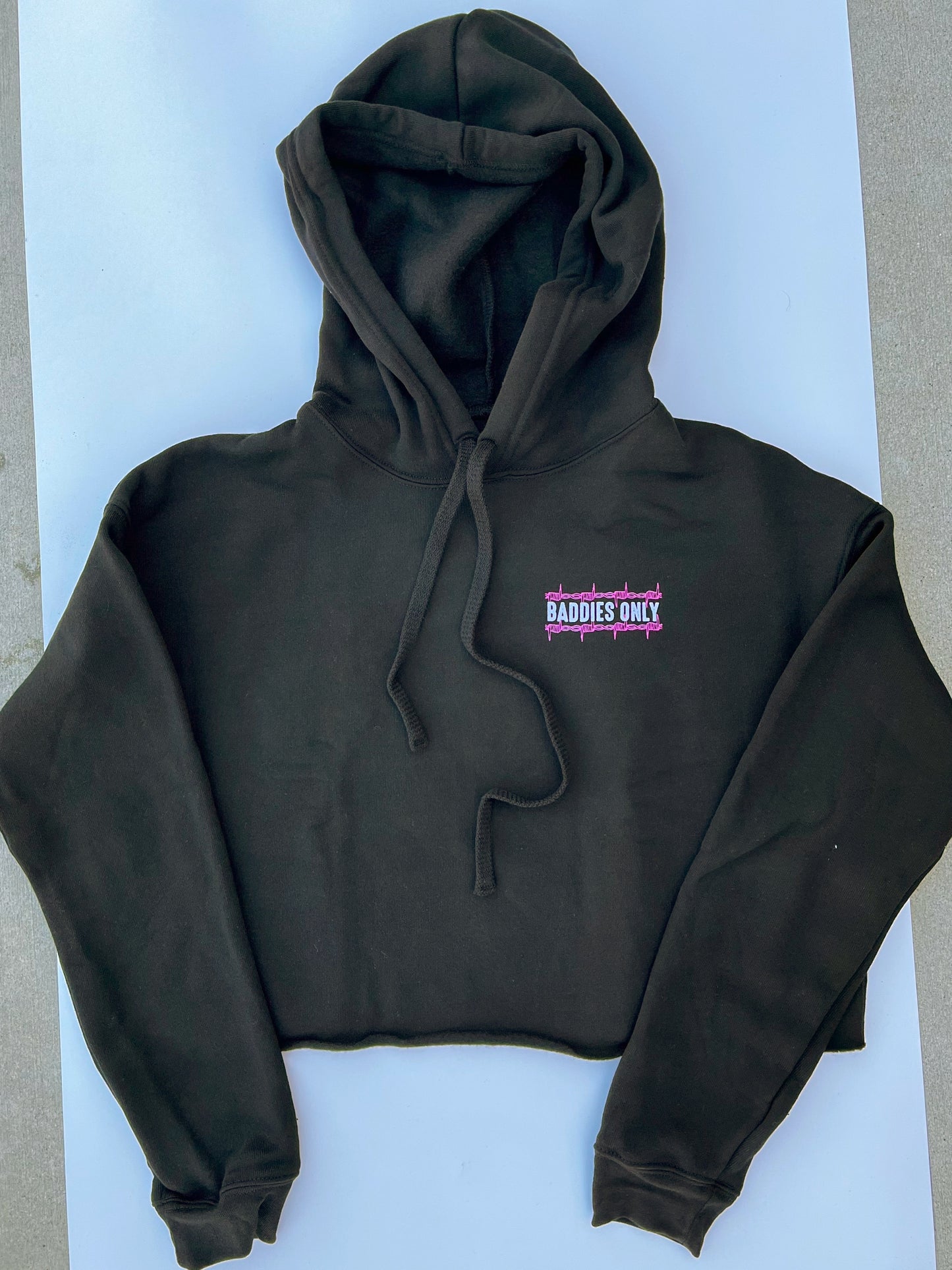 Women's Baddie Crop Hoodie - Solid Black Blend