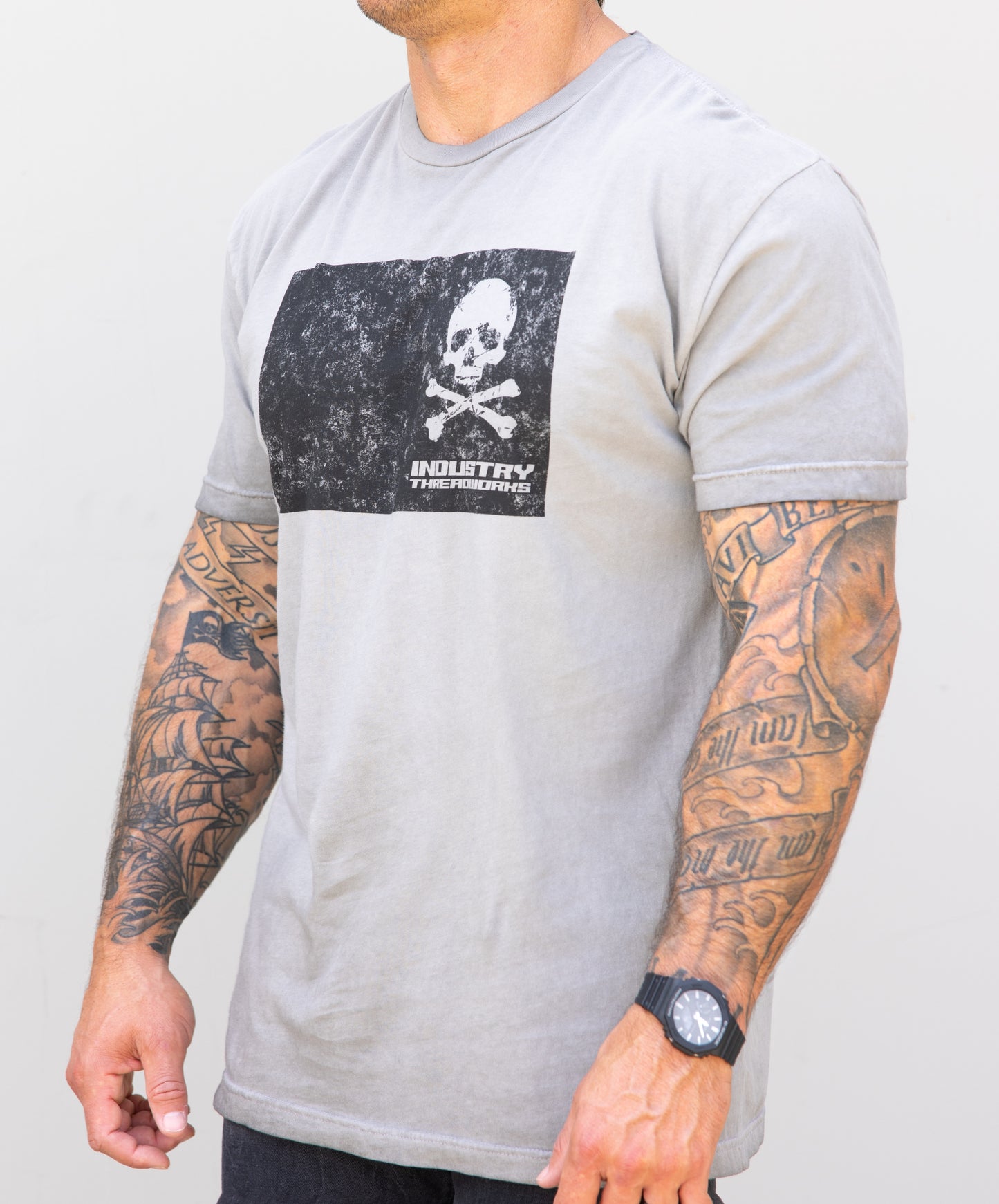 Skull Flag Tee - Oil Washed White